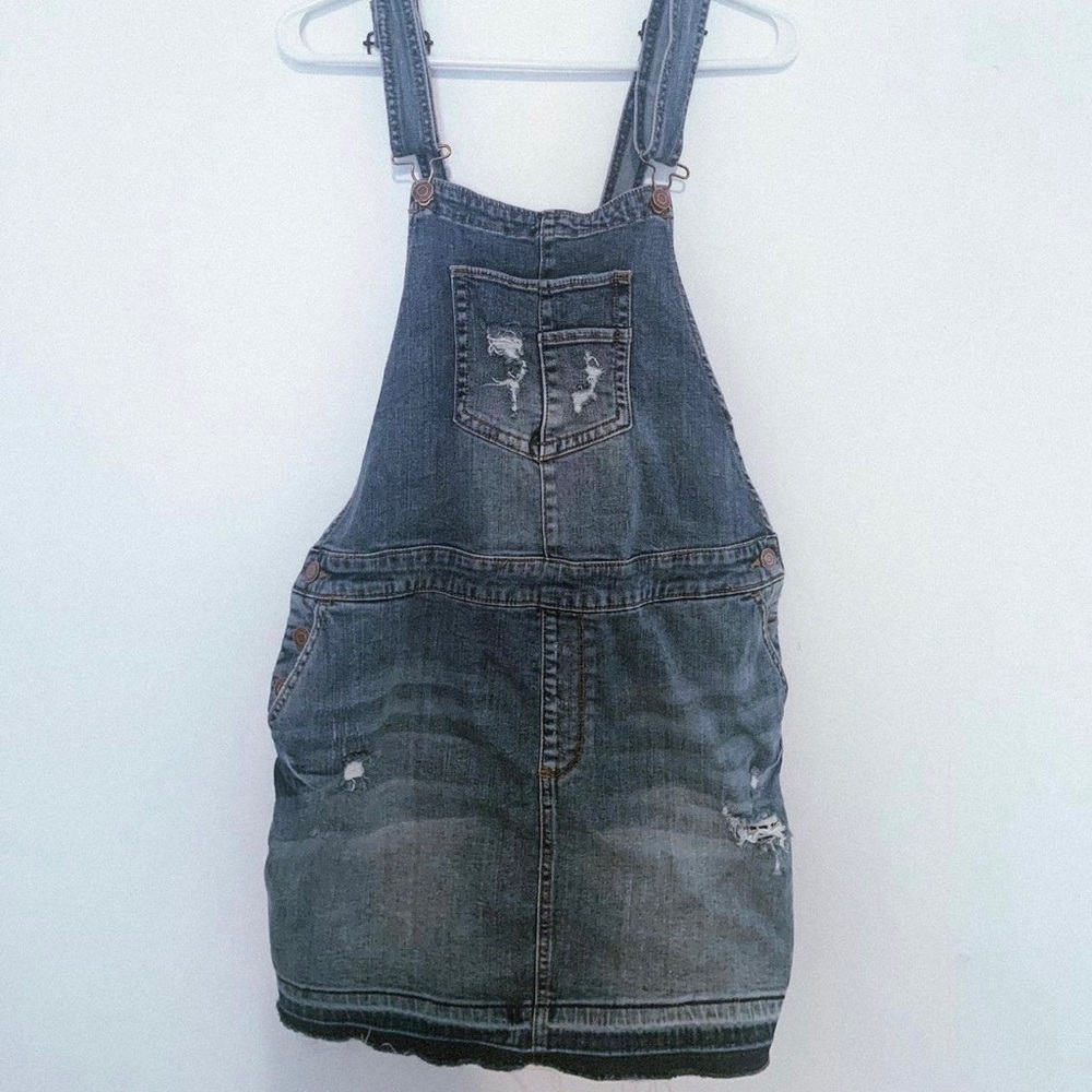 distressed overalls denim dress